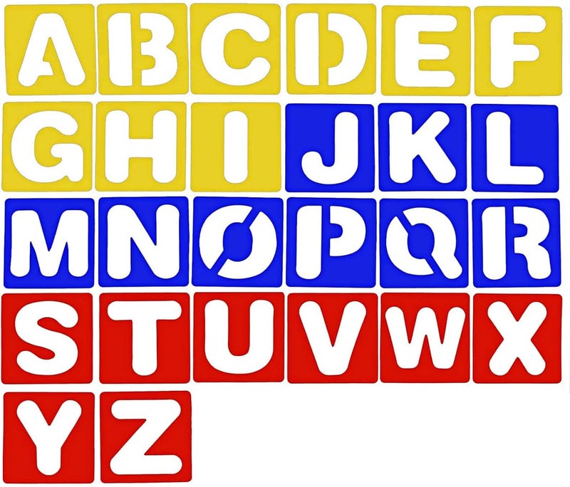 TecUnite 26 Pieces Alphabet Stencils Set Plastic Letter Stencils for Painting Learning, DIY Craft Decoration (8 x 8 Inches) - Image 3